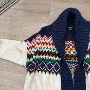 American Eagle Blue and White Holiday Cardigan thumbnail 6