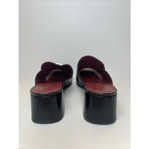 Vintage Lauren Ralph Lauren Black Leather Mule Loafers Heels 8.5B Brazil RLL thumbnail 6