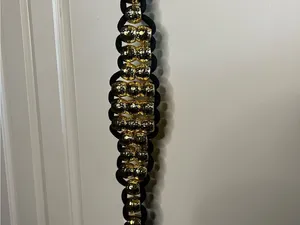 Vintage Ann Taylor 90s Black Braided Rope Gold Bead Belt Medium thumbnail 3