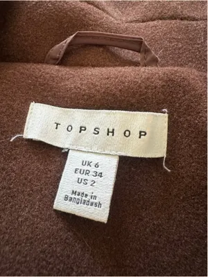Topshop Brown Pea Coat Double Breasted Size 2 thumbnail 4
