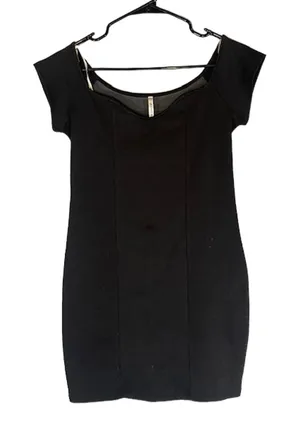 Charlotte Russe Zinga Black Sheer Bow Detail Short Sleeve Dress Women Sz L thumbnail 1