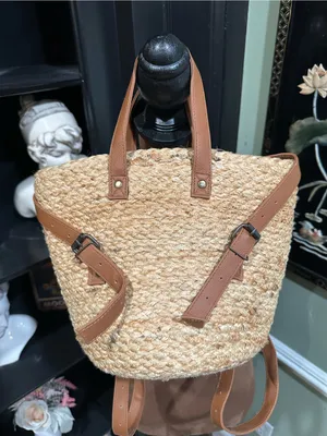 XIX Palms Shorebreak Woven Jute Cooler Backpack – Convertible Straw Bag thumbnail 2