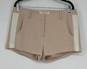 Amanda Uprichard Womens Tan Beige Tuxedo Stripe Dress‎ Shorts Size Large thumbnail 1