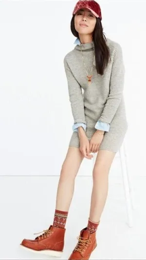 Madewell Skyscraper‎ Merino Wool Mock Neck Long Sleeve Sweater Dress L thumbnail 1
