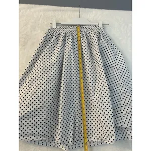 See You Monday Polka Dot Midi Skirt White Black Elastic‎ Waist Tie Belt Medium thumbnail 4