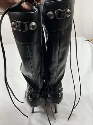 Womans Stiletto Sexy Fashion Boots Black 6 Knee High thumbnail 4