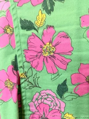 Tommy Hilfiger Y2K Green & Pink Floral Blazer W/Tie Waist Sz XS thumbnail 6