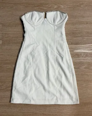 Zara White Strapless Sequin Dress thumbnail 1