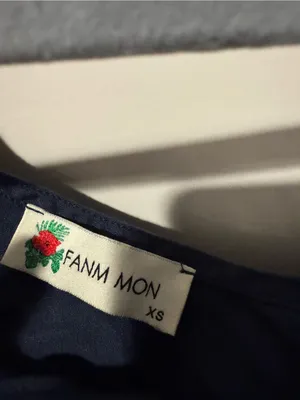 FANM MON Navy Linen Mini Dress with Floral Embroidery | XS thumbnail 4