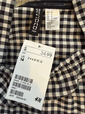 H&M Black and White Gingham Mini Dress with Ruffle Detail thumbnail 3