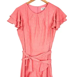Eliza J Metallic Ruffle Fill Coupe High Low Maxi Gown Pink Rose Size 12 Romantic thumbnail 4