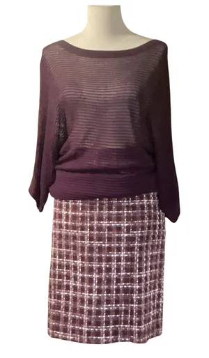 Express Plum Purple Loose Knit Batwing Boat Neck Sweater Medium thumbnail 2