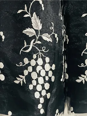 Vintage ABS Allen Swartz Floral Embroidered Chiffon Flare Dress 8 Formal Grunge thumbnail 6