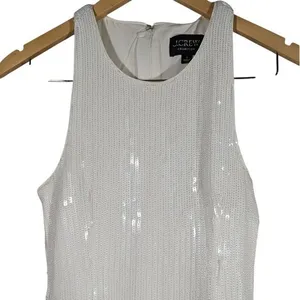 J. Crew Collection White Sequin Fringe Maxi‎ Dress Formal Evening Gown Size 2 thumbnail 3