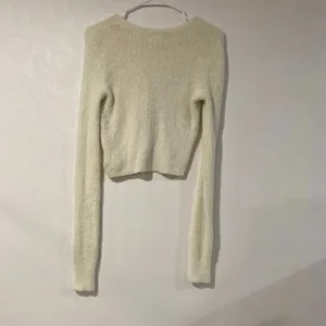 Aeropostale Fuzzy Cropped Cardigan XS Cream Soft Girl Cozy Sweater thumbnail 3