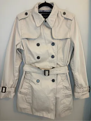 Banana Republic Belted Trench Coat Beige Double Breasted Medium thumbnail 1