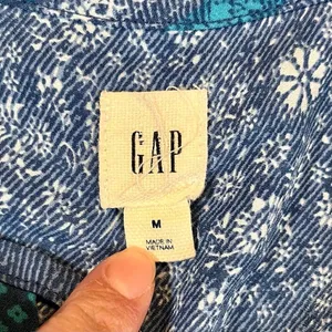 Gap Women’s Floral Blue Boho Peasant Blouse Size Medium thumbnail 8