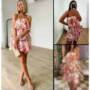 NWT Abercrombie and Fitch Organza Tiered Strapless Mini Dress Size Medium thumbnail 3