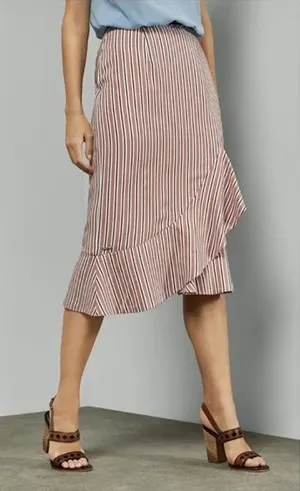 Ted Baker London Coryn Pink White Pinstripe Fit and Flare Skirt size 3 / Medium thumbnail 1