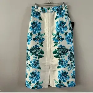 Tuckernuck Kennedy Midi Skirt M Hydrangea Floral Water’s Edge NWT thumbnail 3