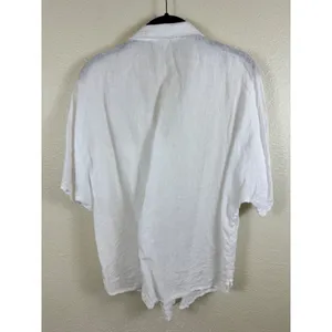 Garnet Hill Button Down Shirt Women 14 100% Linen Gauzy Coastal‎ Resort Vacation thumbnail 3