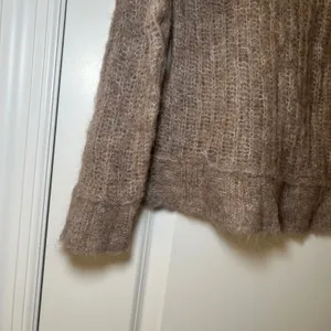 Brazeau Tricot Alpaca Blend Fuzzy Open Knit Sweater Taupe Brown Size 3 L thumbnail 2