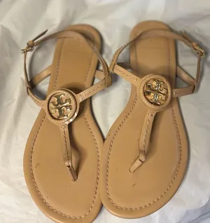 Tory Burch Tan Leather Logo Thong Sandals thumbnail 1