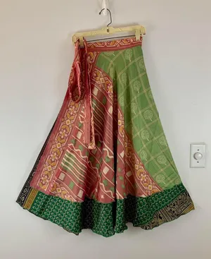 Reversible Maxi Wrap Skirt BINW300 Green thumbnail 1