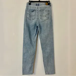 American Eagle Stretch Mom Straight Jeans Blue Denim Size 4 Long thumbnail 2