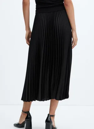 Merona Black Pleated Midi A-Line Skirt thumbnail 2