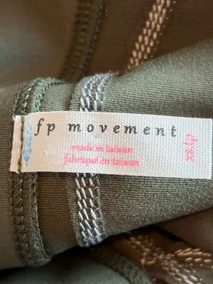 Free People FP Movement Olive Green Leggings with Pink Accent Stitching thumbnail 3