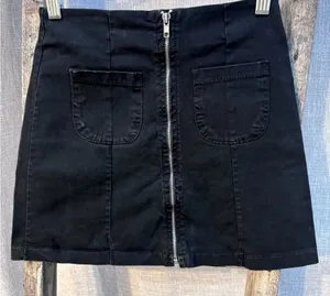Brandy Melville black mini skirt with front zip thumbnail 1