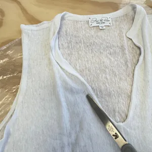 Feel The Piece Terre Jacobs White 100% Linen Deep‎ V-Neck Sleeveless Top M/L thumbnail 9