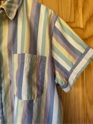 Universal Thread pastel stripe short sleeve button front top size XL thumbnail 3
