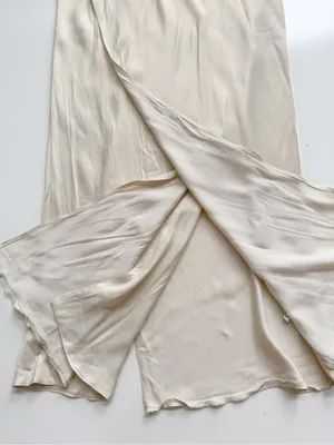 Zara Satin Effect Cream Midi Wrap Skirt size Large thumbnail 5