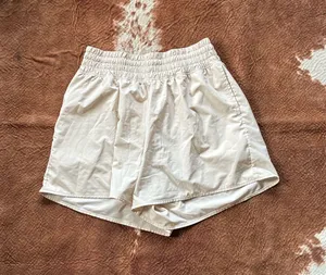 Aerie real good mid rise cream colored athletic shorts size medium No flaws thumbnail 1