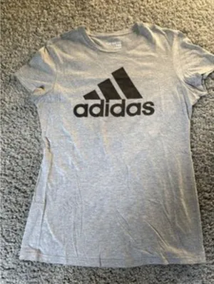 Adidas The Go-To Tee Womens L Gray Graphic Logo Short Sleeve T-Shirt thumbnail 1