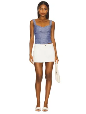 LIONESS Cobain Corset Top in Navy Stripe XSmall New Womens Sleeveless Tank thumbnail 4
