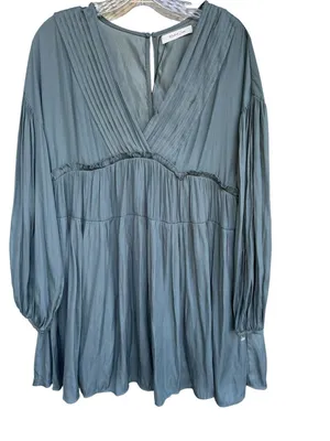 NWT Mustard Seed Dress Sage Green Size S Boho Romantic thumbnail 9