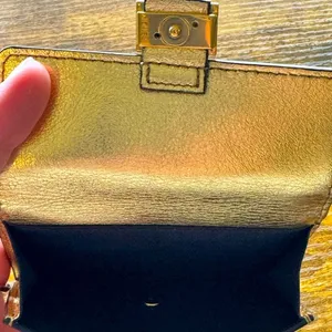 Fendi Metallic Gold Baguette FF Monogram Card Holder & Wallet thumbnail 5