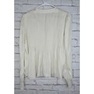 Aritzia Wilfred Milou Blouse Plisse Satin Pin-Tuck Cream Birch Size S Coquette thumbnail 10