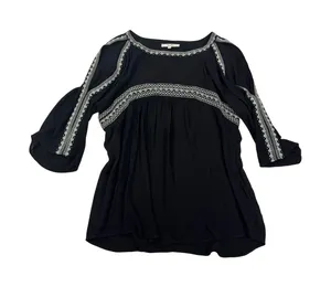 Miss Me Black Embroidered Cold Shoulder Peasant Blouse Size Medium thumbnail 1