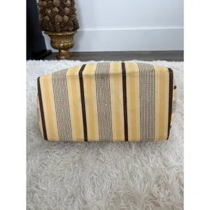Restoration hardwareStriped Canvas Tote Bag Large Yellow Brown Snap Closure‎ thumbnail 5