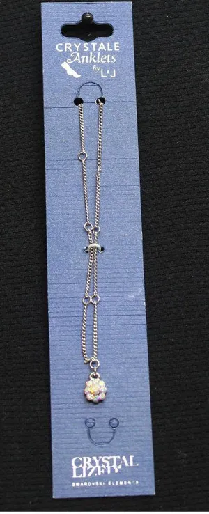 NWT Crystale by L & J Pendant Crystal Anklet Silver Gray / Clear 8" + 1.5" thumbnail 1