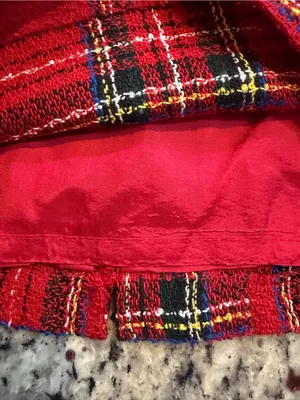 Vintage Red, black, and yellow plaid wool blend tweed skirt thumbnail 2