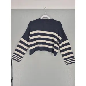 Sincerely Jules Womens Sweater Navy White Striped Cropped Knit M thumbnail 3