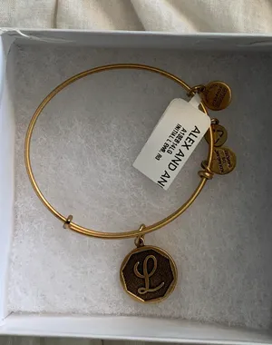 ALEX AND ANI Gold “L” Bracelet thumbnail 2