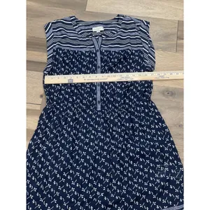 LOFT Outlet L NWT Navy Stripe Floral Shirt Dress Tie Waist thumbnail 4