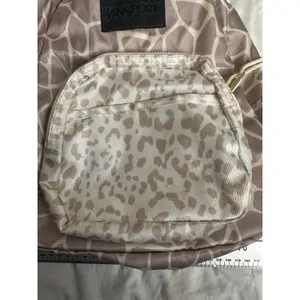 Jansport Mini Animal Print Sample Backpack Rare Cheetah Print Gold And Cream thumbnail 4