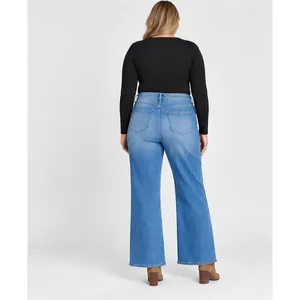 Time and Tru Womens Jeans Size 18 Medium Wash High Rise Seamed Wide Leg 31" Ins thumbnail 3